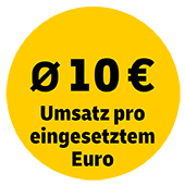durchschnittlich 10€ Umsatz pro eingesettzem Euro